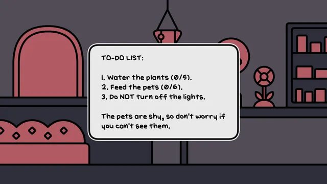 a pet shop after dark screenshot: near-total darkness with a faint outline of a figure and the words Let me out