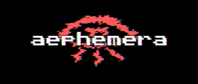Aephemera cover: the glitching title aephemera over a red, pixelated blot on black