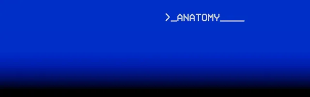 ANATOMY title banner: the word ANATOMY in white monospace letters on a blue screen fading to black