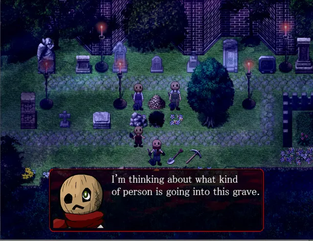Angels of Death Episode.Eddie screenshot: Eddie in a lamp-lit graveyard thinking about who will go into the grave