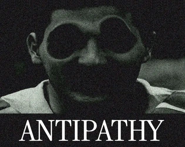 Antipathy cover: a grainy black-and-white face with empty black eye sockets above the word ANTIPATHY