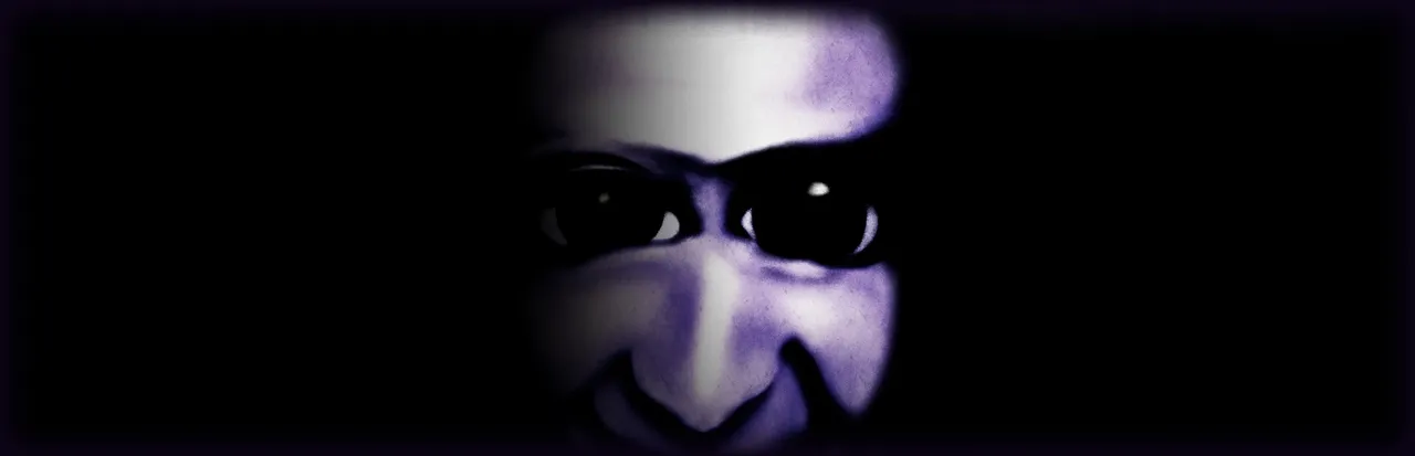 Aooni key art: the Ao Oni's huge grinning purple face emerging from darkness