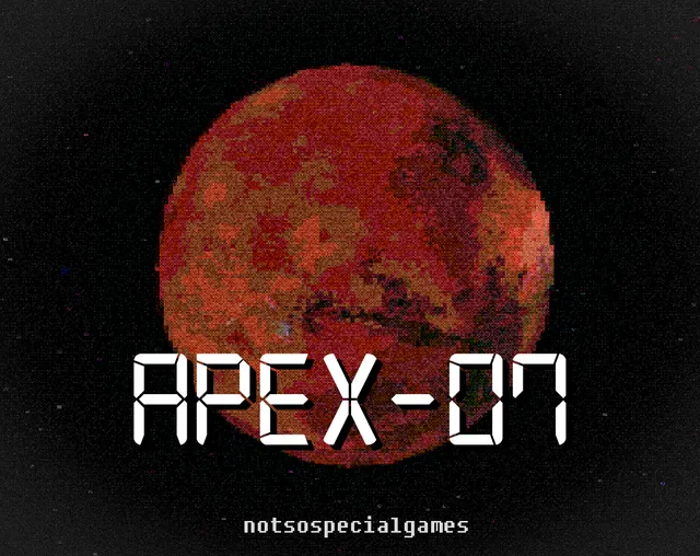APEX-07 cover: a pixelated red Mars against black space above the title APEX-07