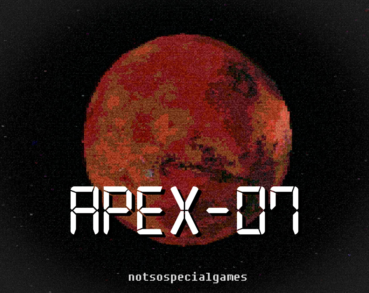 APEX-07 cover: a pixelated red Mars against black space above the title APEX-07