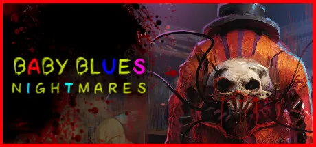Baby Blues Nightmares key art: the title in crayon letters beside a skull-faced figure in a striped red coat and top hat