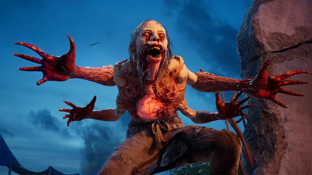 Back 4 Blood screenshot: a mutated Ridden with clawed hands and a gaping bloody mouth lunges forward