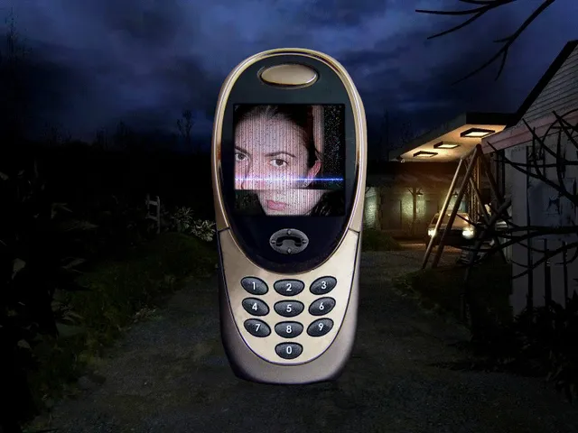 Barrow Hill screenshot: a mobile phone showing a woman's face through static, in front of a house at night