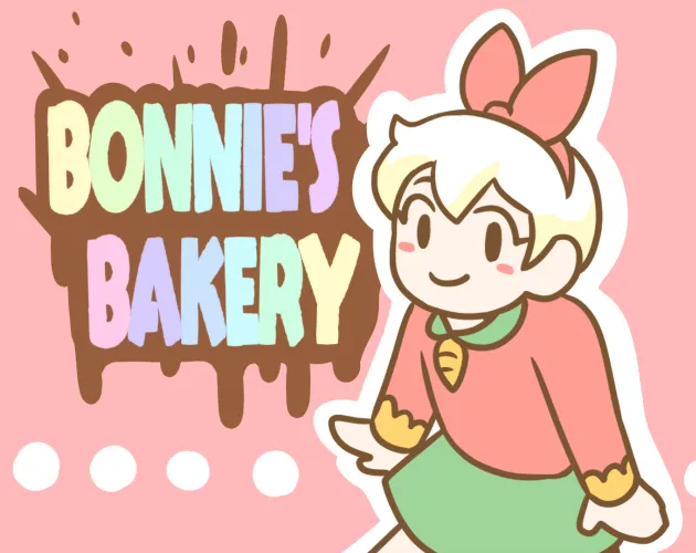 Bonnie's Bakery cover: Bonnie, a smiling girl with a red bow, pink top and green skirt, beside the pastel title on pink