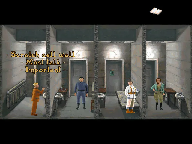 Prisoner of Ice screenshot: Ryan stands among other prisoners in a row of concrete cells