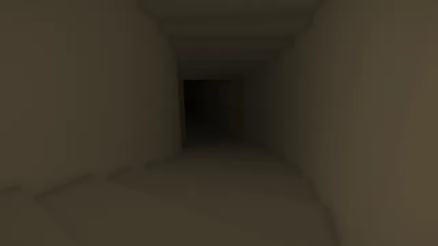 Can A Cute Ghost Story Be Spooky? screenshot: a long dark stairwell leading down to a black doorway