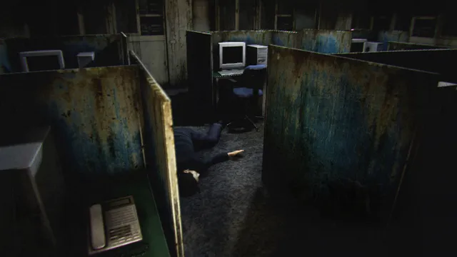 A security camera view of floor 3, a dark corridor lit by one flickering light