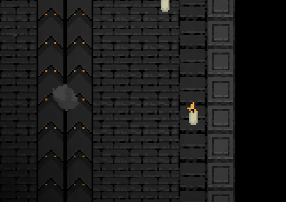 COBB CAN MOVE screenshot: a dark brick corridor lit by small flames, with the character carrying a glowing item
