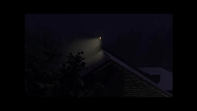 Dead Seater: the roof of the house at night with a single light at its edge