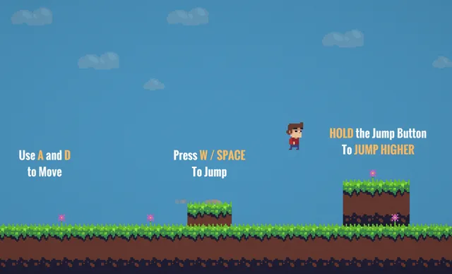 The boy on a grassy ledge, a small dark Wuffle creature on the next platform and the hint Press J to attack the Wuffles