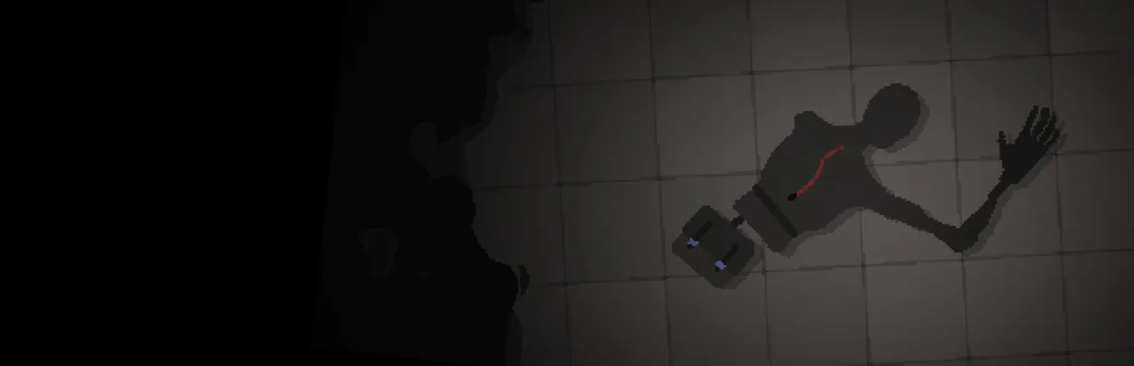 Endoparasitic 2 key art: the one-armed, legless survivor dragging himself and a case across a dark tiled floor, a red wound on his back