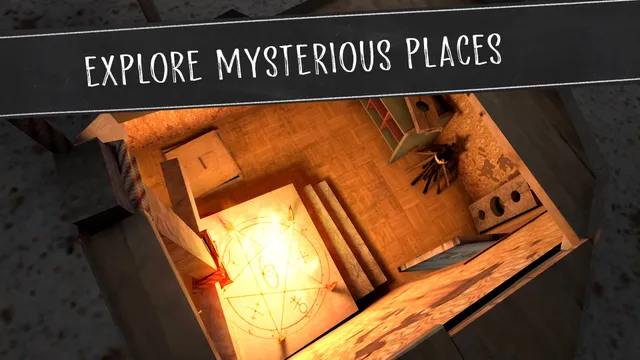 Evil Nun screenshot: a dusty room with a glowing pentagram drawn on the floor, seen from above