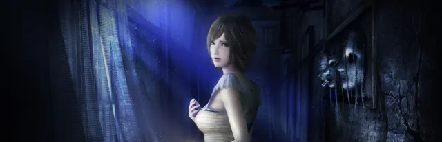 Mask of the Lunar Eclipse key art: a girl in moonlight beside masks hanging on a ruined wall