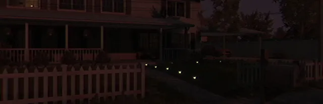 Fears to Fathom - Home Alone art: a suburban house with a white picket fence at night