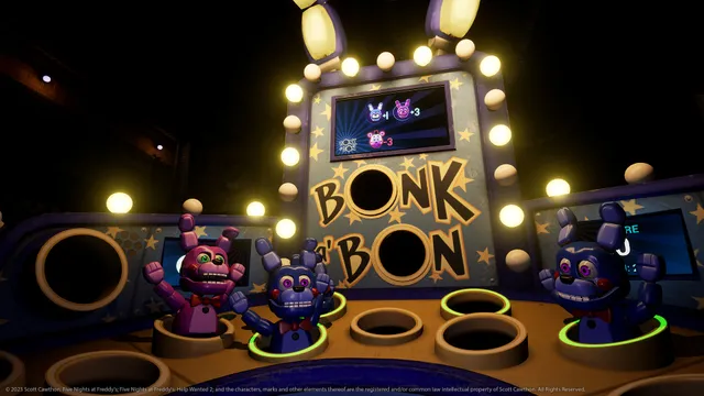 Help Wanted 2 screenshot: the Bonk-a-Bon whack-a-mole arcade game with bunny heads popping out of holes