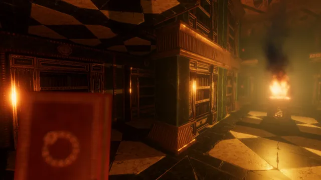 FOREWARNED screenshot: a pale many-armed creature with eyes across its body looms between stone pillars