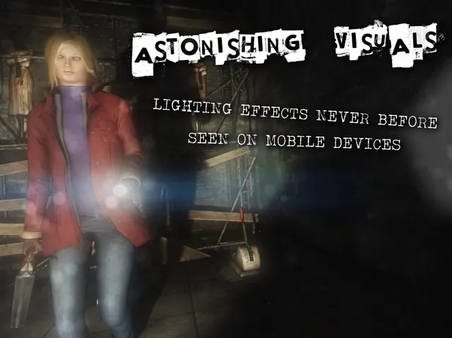 Forgotten Memories screenshot: Rose walks with a flashlight and a cleaver through a dark room with scaffolding