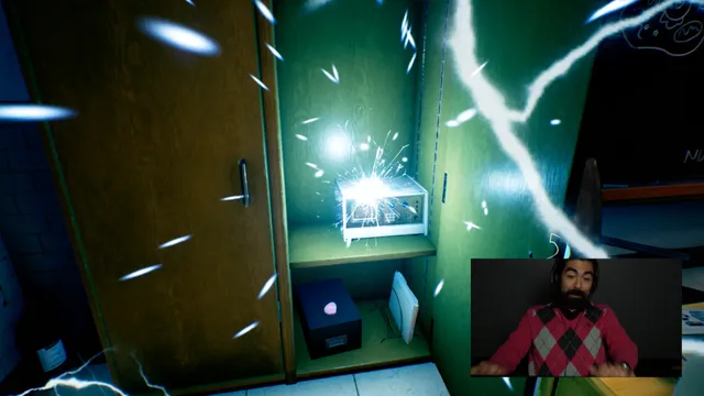 Hide and Shriek: a school locker bursts with lightning as a spell trap goes off