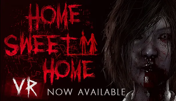 Home Sweet Home store art: the pale, bloodied face of a long-haired ghost girl beside the game's red scrawled title