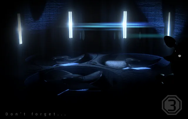 JOLLY 3: Chapter 1 teaser: large ventilation fans glowing under blue strip lights, a dark figure at the edge, with the words Don't forget