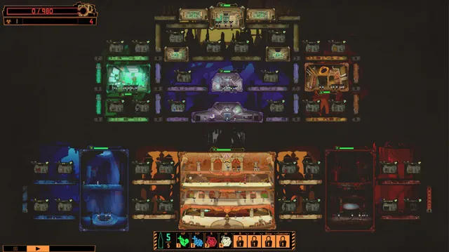 Lobotomy Corporation screenshot: a cutaway view of the facility's departments and containment units