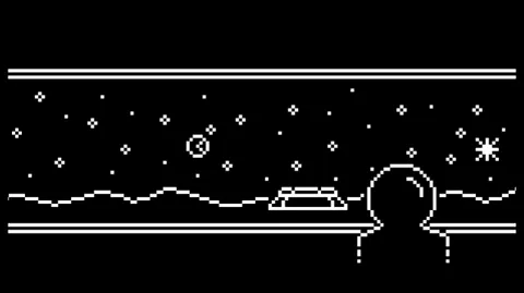 Lunar Station animated screenshot: a window onto the moon's surface with stars and a lander