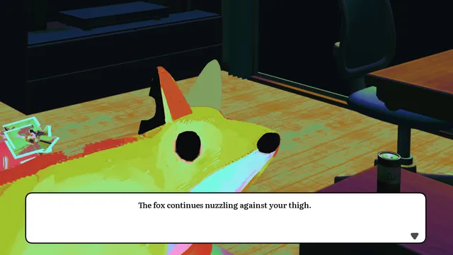 MAMA title menu on a phone screen, with a red-eyed face in glasses peering around a door behind it
