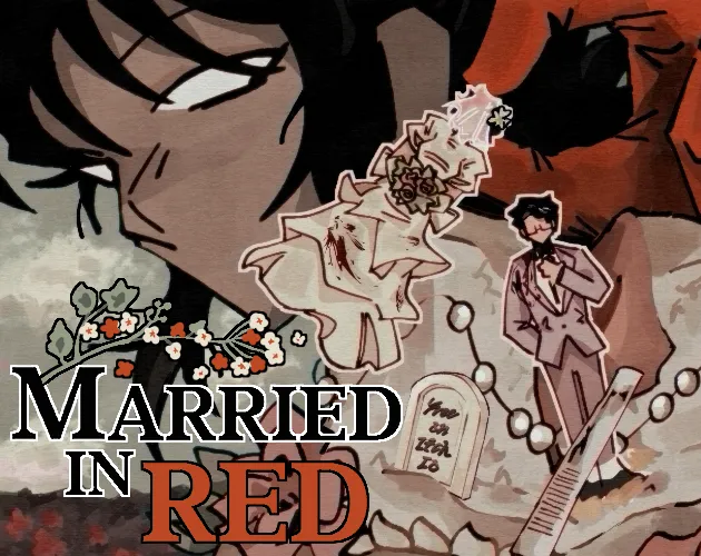 Married in Red cover: a dark-haired woman glaring over a wedding cake topped with a bride and groom figure, red roses and the title