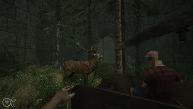 MAZEBOUND screenshot: a stag in a forest inside the maze walls next to another player