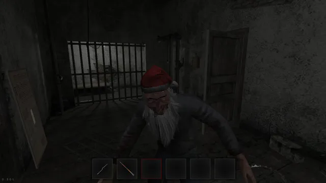 Metel - Horror Escape: the maniac crouches in a dim room beside a barred window