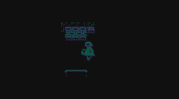 Midnight Cartridge screenshot: the figure walking in the dark between a crumbling brick wall and a low ledge