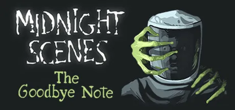 Midnight Scenes: The Goodbye Note logo beside the helmeted man and the green clawed hand