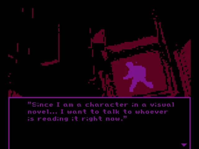 Milk inside a bag of milk inside a bag of milk screenshot: a figure framed in a dark room as the girl says she wants to talk to whoever is reading