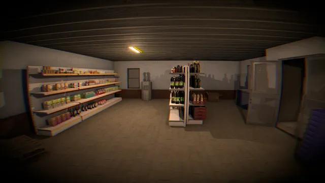 Mimic Search screenshot: the inside of a small store with half-empty shelves