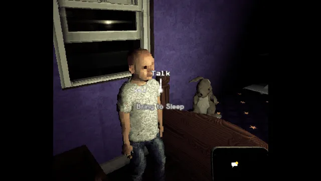 MOTHER: Mary's son standing in his bedroom with options to talk or bring to sleep