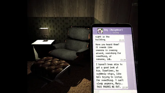 MOTHER: a phone message from a neighbour saying someone roams the building at night