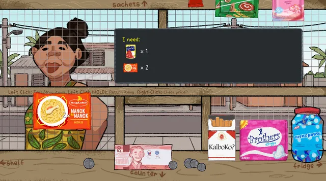 Narinig Mo Ba? screenshot: a woman at the store counter asks for a pack of noodles and two other items