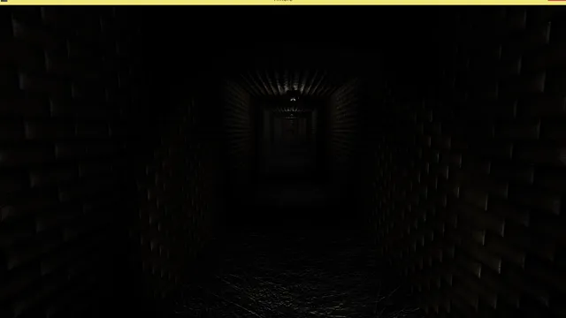 Nox Timore: a long, nearly black brick corridor with a faint light at its far end