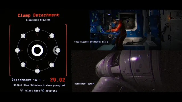 SAM's interface running a clamp detachment sequence beside camera feeds of the station