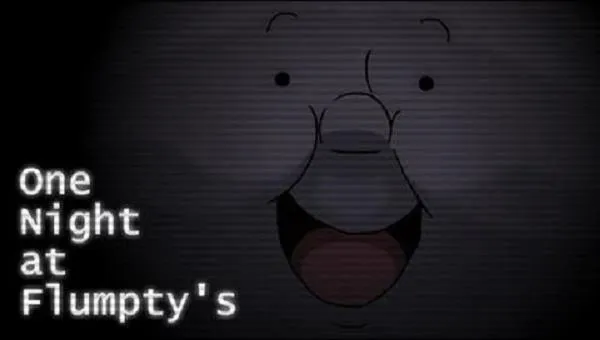 One Night at Flumpty's key art: Flumpty Bumpty's grinning egg face in the dark beside the title