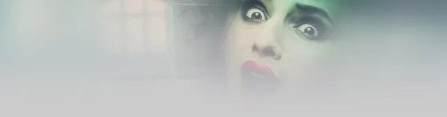 Phantasmagoria art from GOG: a woman's terrified, wide-eyed face fading into mist beside a dim window