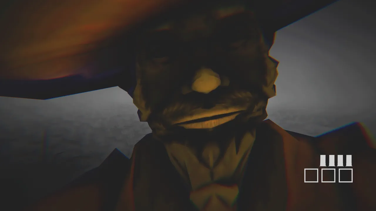 Pomberito: a close-up of a hairy, grinning creature in a wide hat, looming over the player
