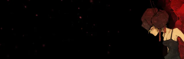 Psychopomp key art: a pale woman with a heavy dark helmet bowing her head against a red mass, on a black field of drifting red specks