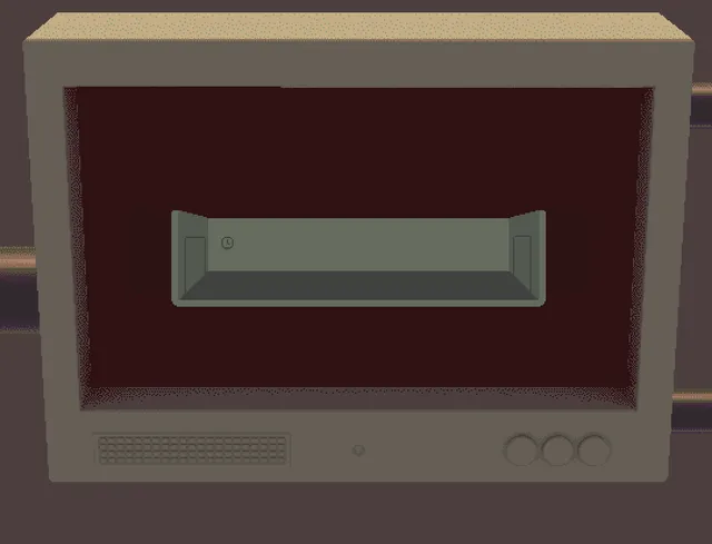 re:curse animation: an old computer monitor showing a small empty room
