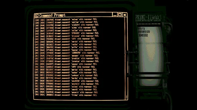 A command prompt filling with failed password attempts on an old monitor