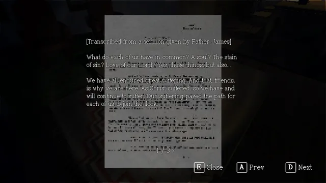Sagebrush screenshot: a typed transcript of a sermon by Father James